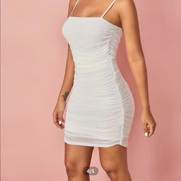 ruched mesh bodycon mini dress - Picture 4 of 4
